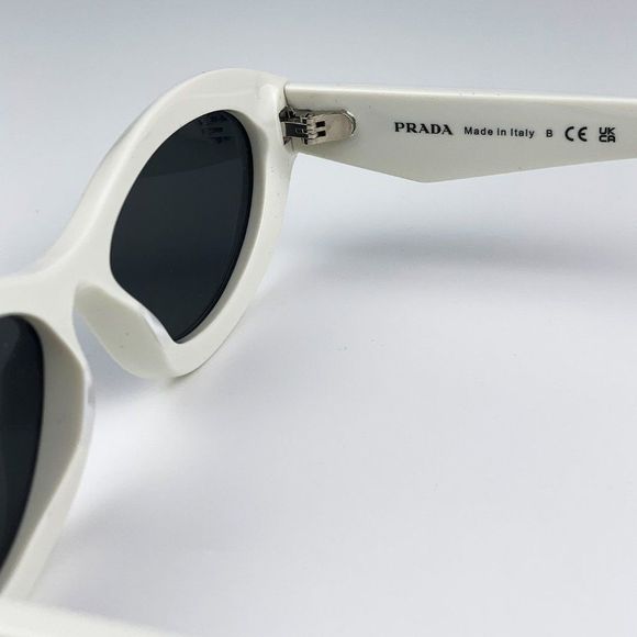 Prada PR26ZS 17K08Z Sunglasses Talc White Dark Grey Oval Women - Picture 12 of 14